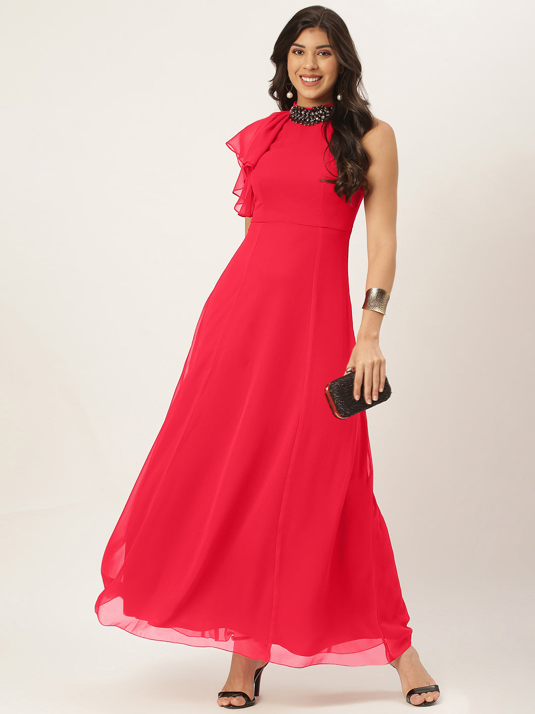 2 Colors Plain V-neck Flare Maxi Dresses, Gown, Short Sleeves at Rs  2045/piece in Navi Mumbai