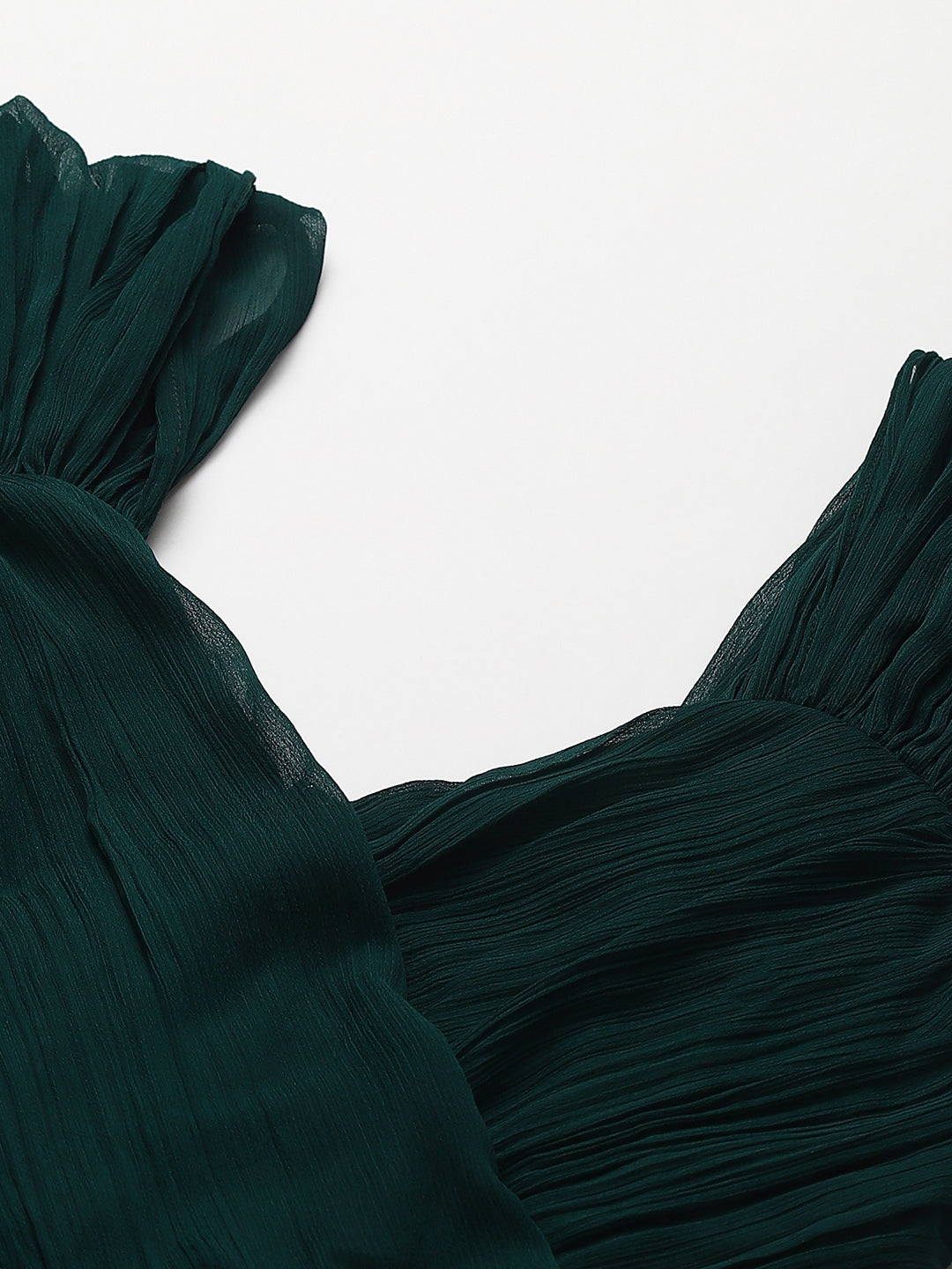 Green Chiffon Drop Sleeve Maxi Dress
