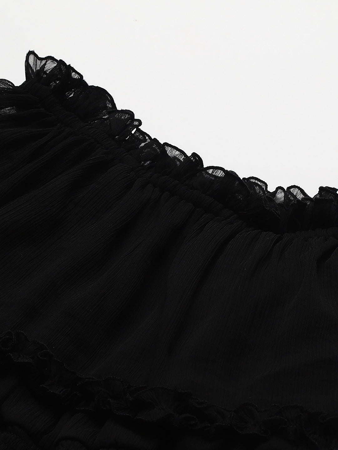 Black Chiffon Off Shoulder Midi Dress