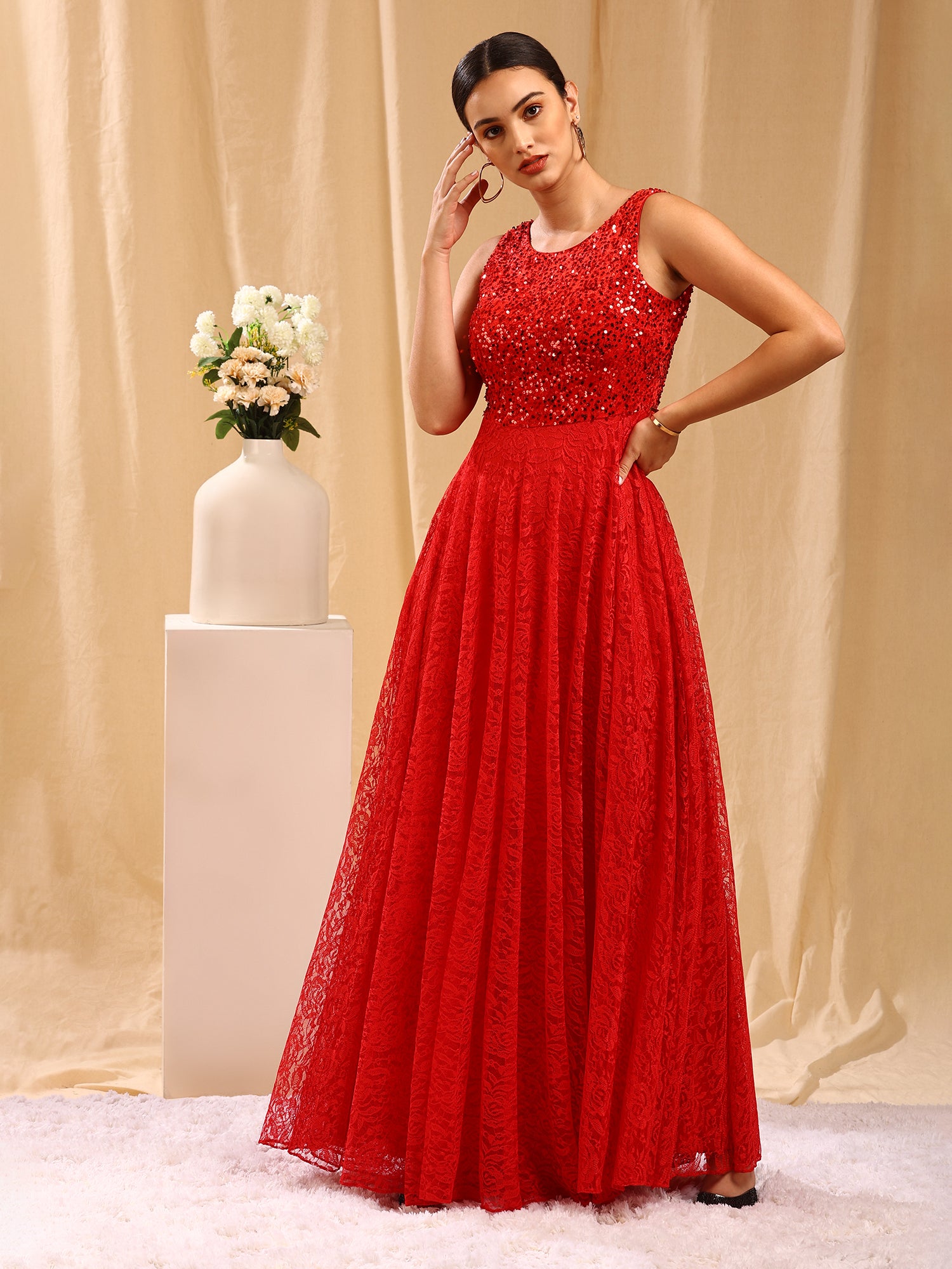 Red Red Princess Gown by HER CLOSET for rent online  FLYROBE