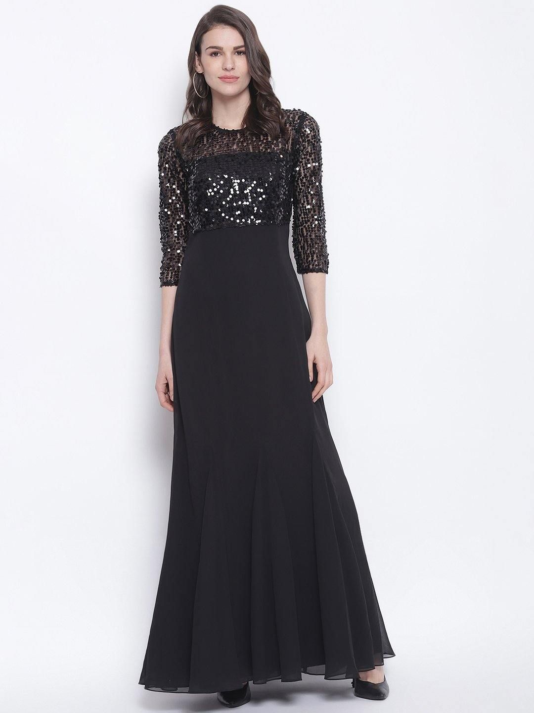 Black Sequin Gown - Trendy Divva
