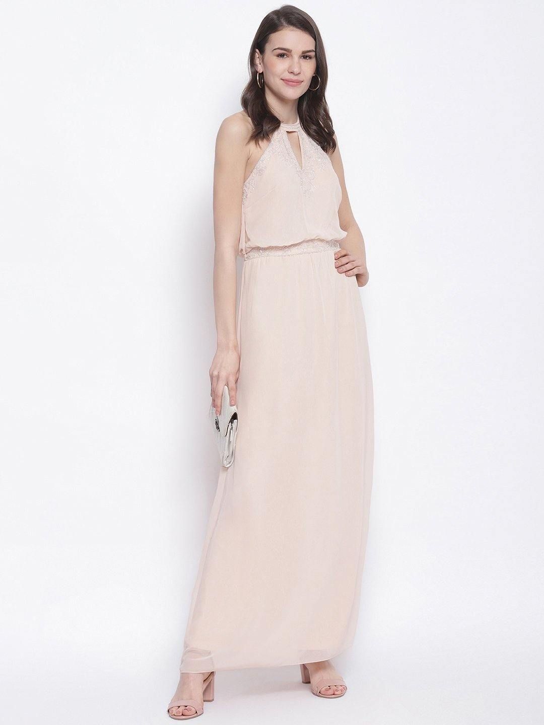 Pink Halter Long Dress - Trendy Divva